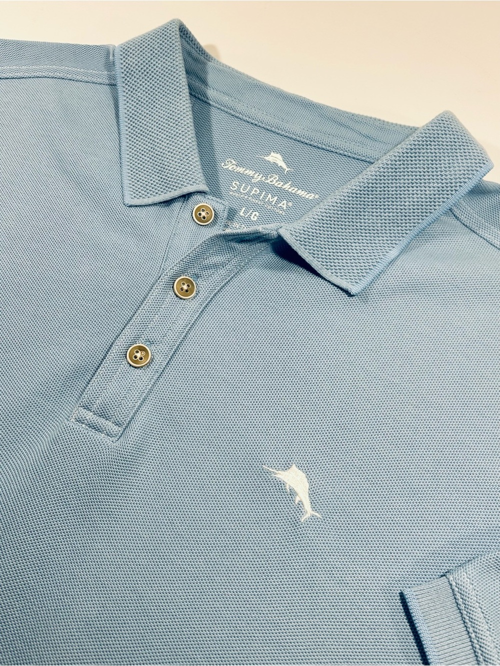 Tommy Bahama Polo Shirt Large Blue Supima Cotton Short Sleeve Classic Fit - Picture 9 of 12